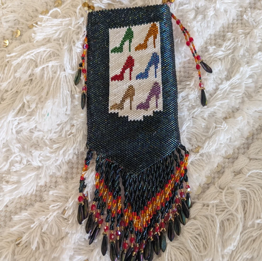 Medicine Bag Artistic Beading Long Crystal Chain